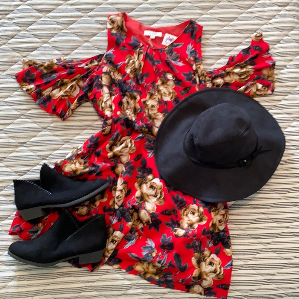 Umgee Red Floral Dress
